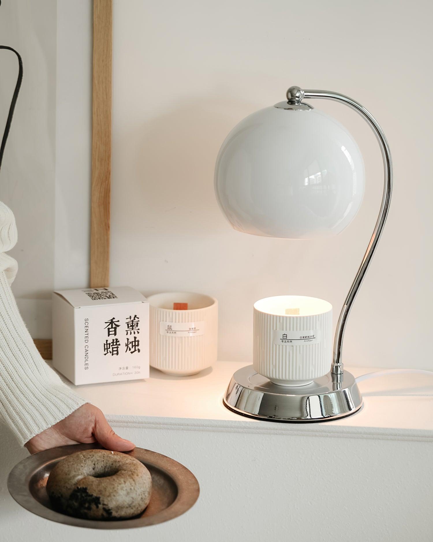 Dennie Warmer Lamp | Metal with Chrome Finish | Spherical Design