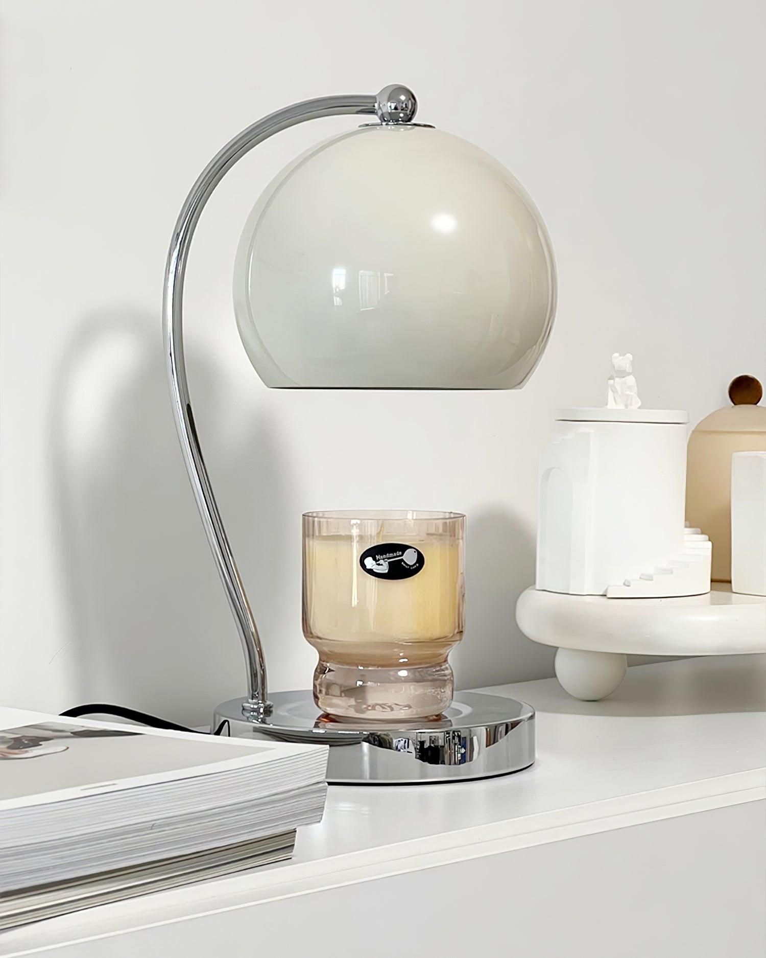 Dennie Warmer Lamp | Metal with Chrome Finish | Spherical Design