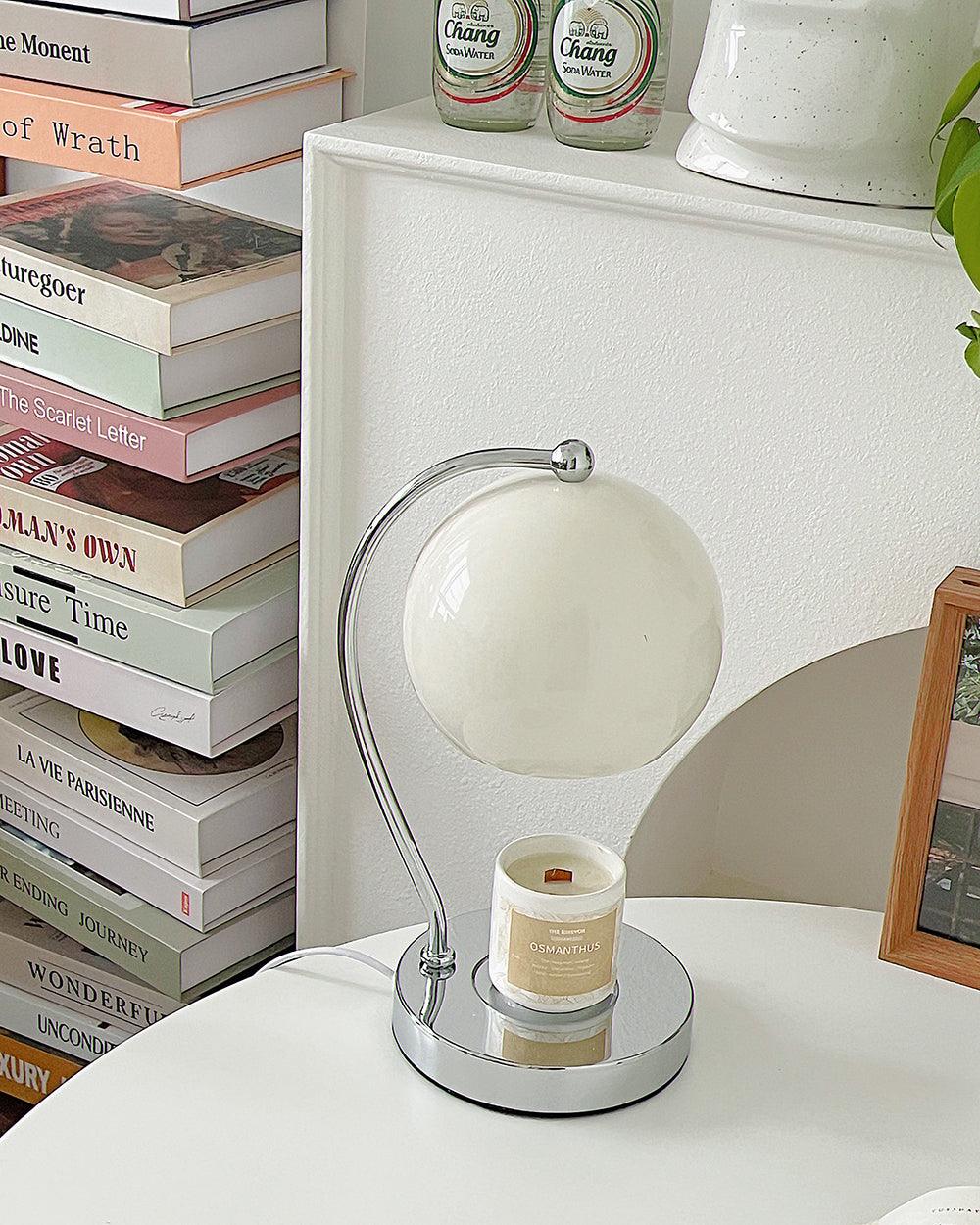 Dennie Warmer Lamp | Metal with Chrome Finish | Spherical Design