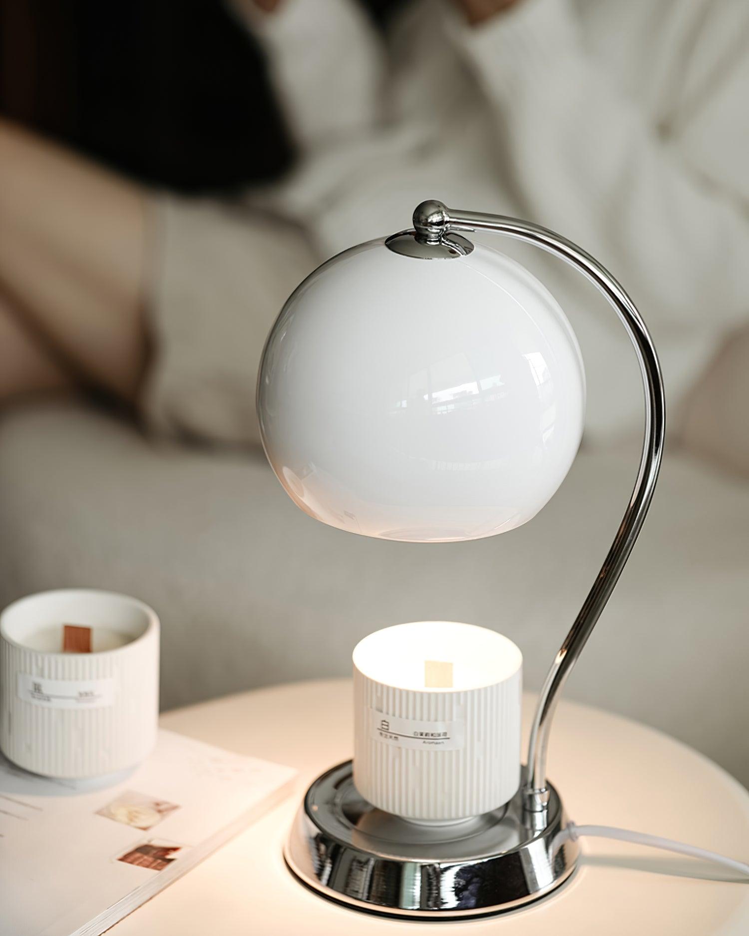 Dennie Warmer Lamp | Metal with Chrome Finish | Spherical Design