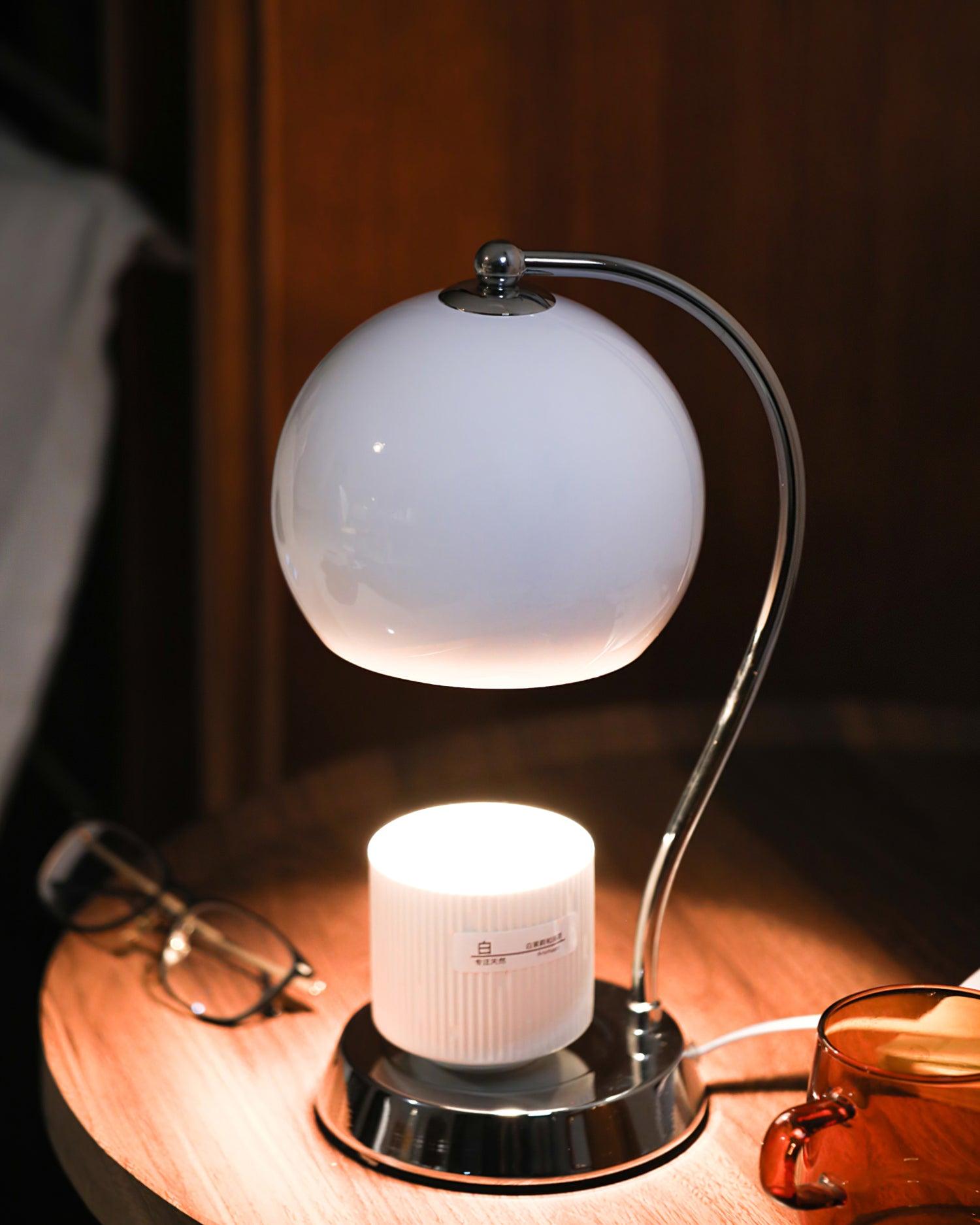 Dennie Warmer Lamp | Metal with Chrome Finish | Spherical Design