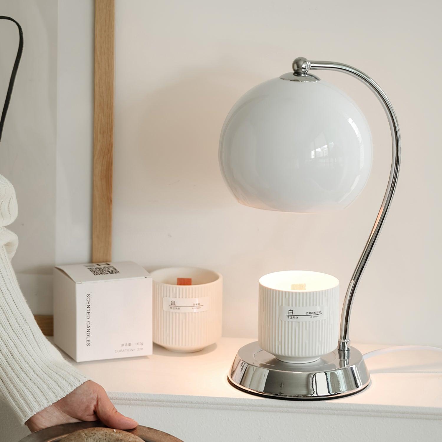 Dennie Warmer Lamp | Metal with Chrome Finish | Spherical Design