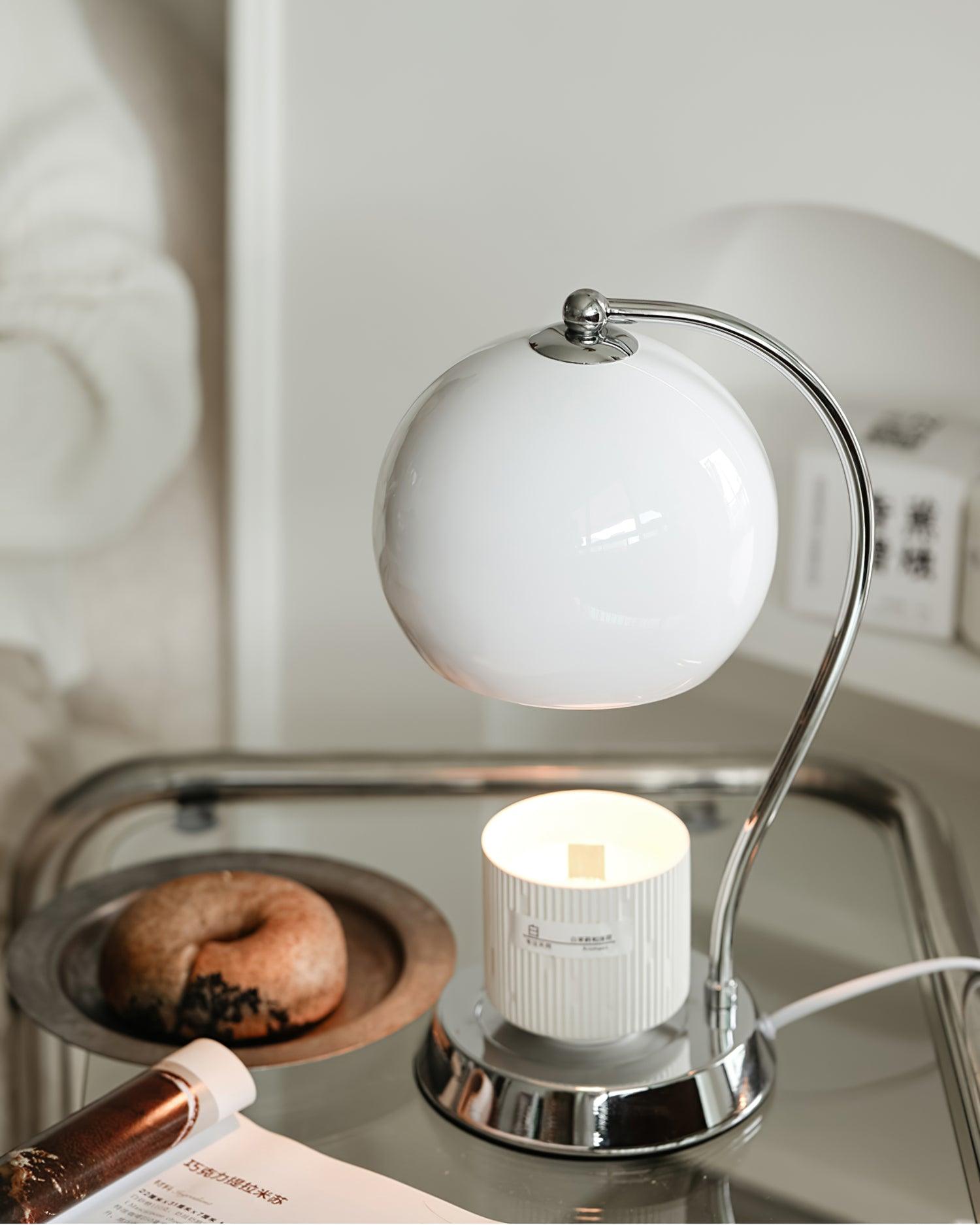 Dennie Warmer Lamp | Metal with Chrome Finish | Spherical Design