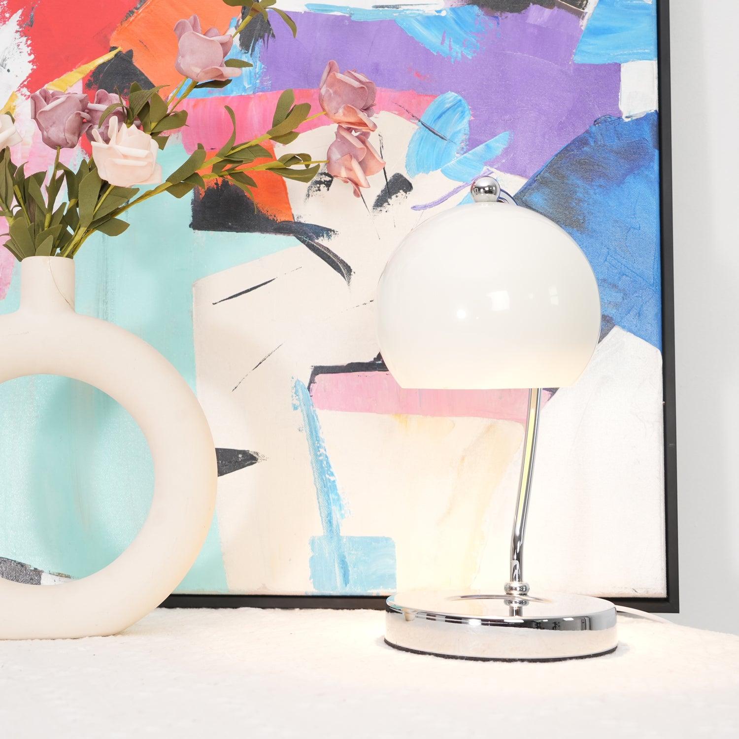 Dennie Warmer Lamp | Metal with Chrome Finish | Spherical Design