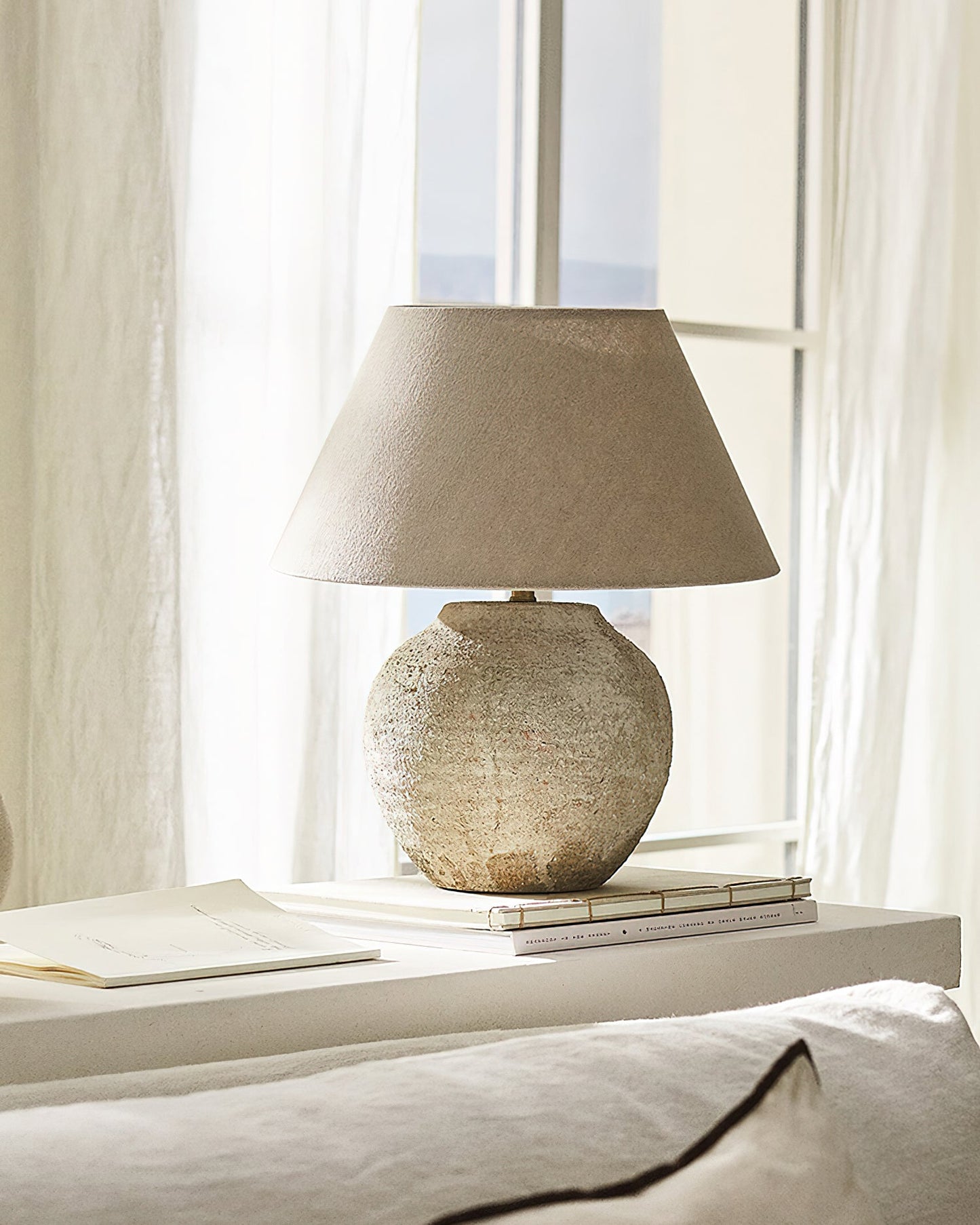 Desert Sand Table Lamp | Ceramic Base | Beige Shade