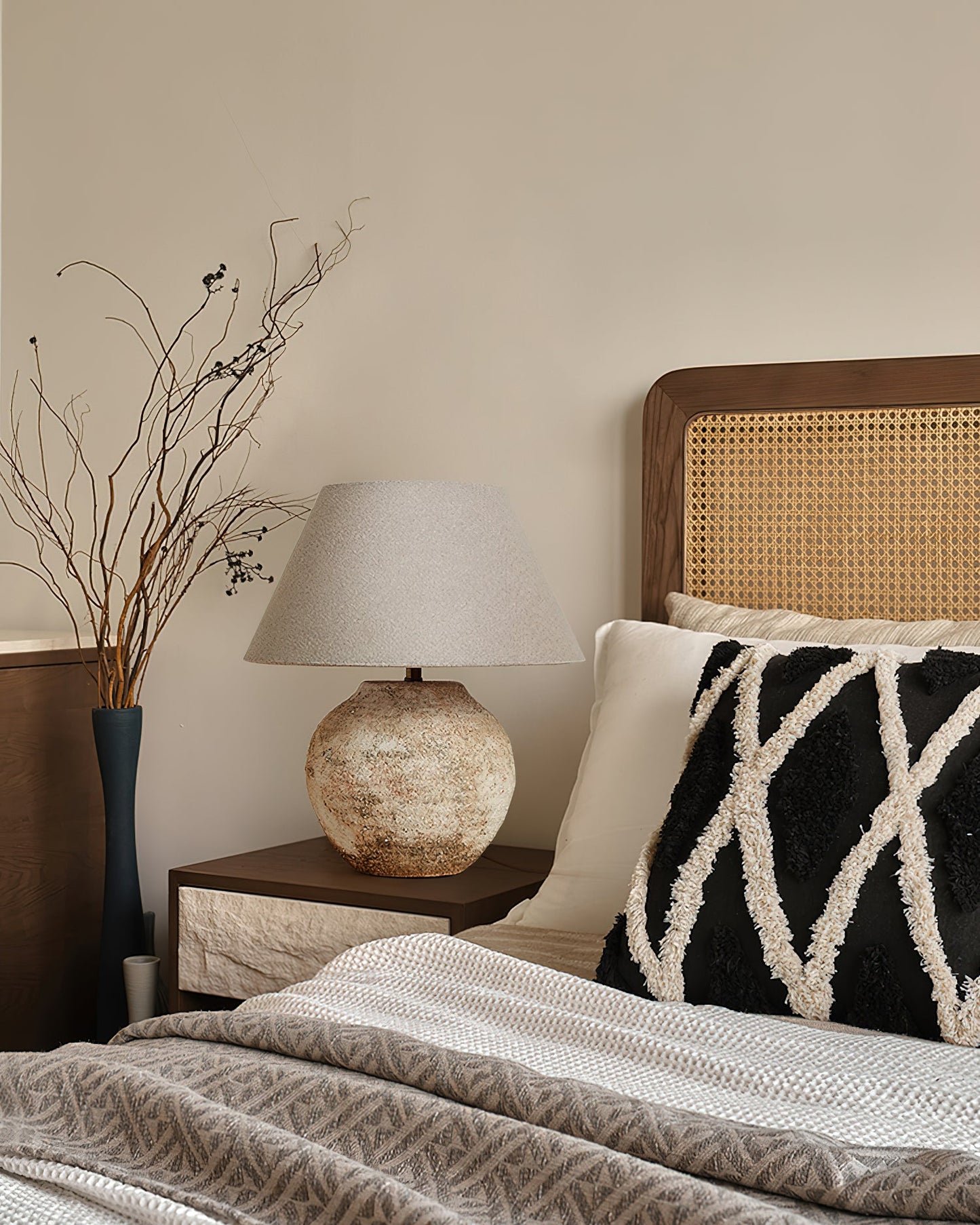 Desert Sand Table Lamp | Ceramic Base | Beige Shade