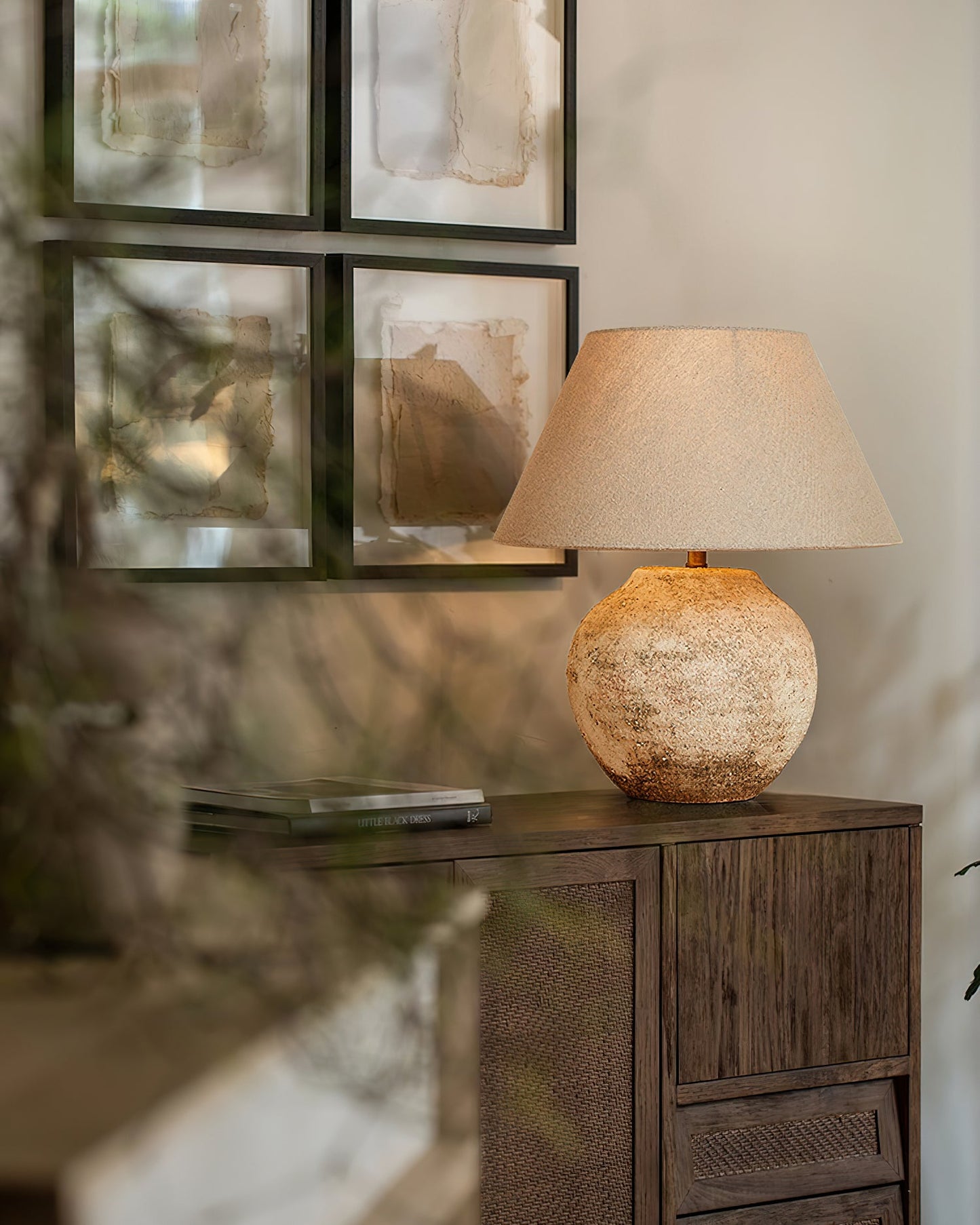 Desert Sand Table Lamp | Ceramic Base | Beige Shade