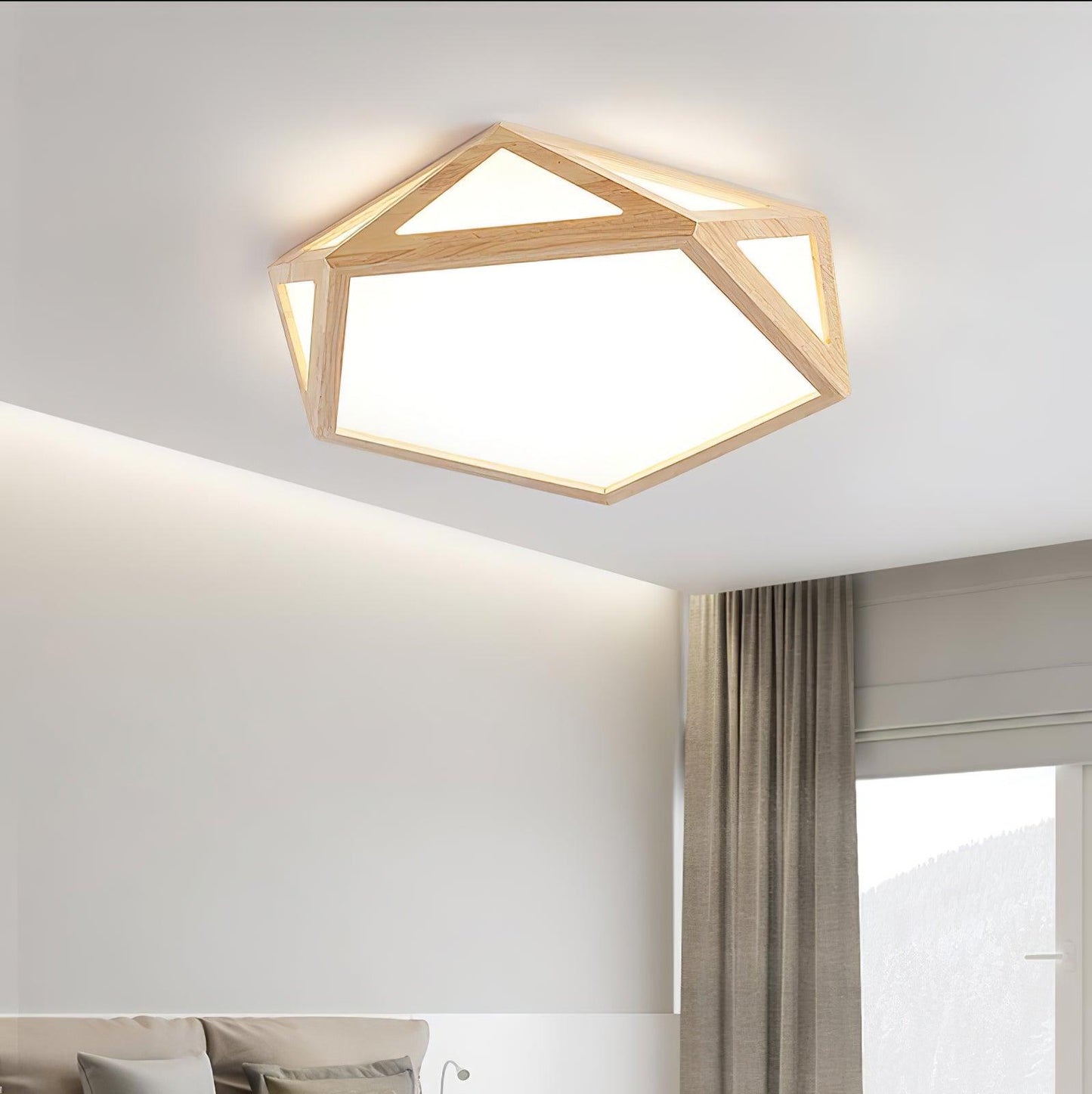 Diamond Ceiling Lamp | Wooden | Warm/Neutral/Cool Light