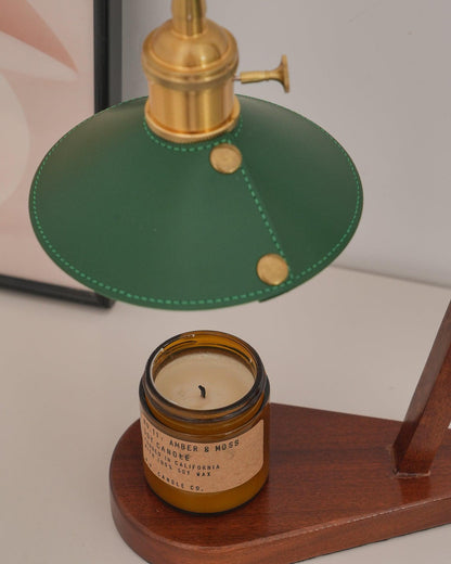 Diosa Table Lamp | Wood, Metal, Leather | Gold, Walnut, Green