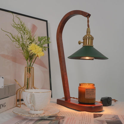 Diosa Table Lamp | Wood, Metal, Leather | Gold, Walnut, Green