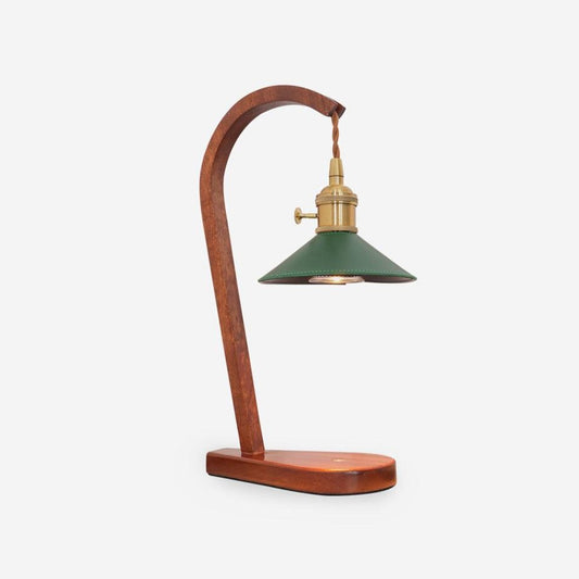 Diosa Table Lamp | Wood, Metal, Leather | Gold, Walnut, Green