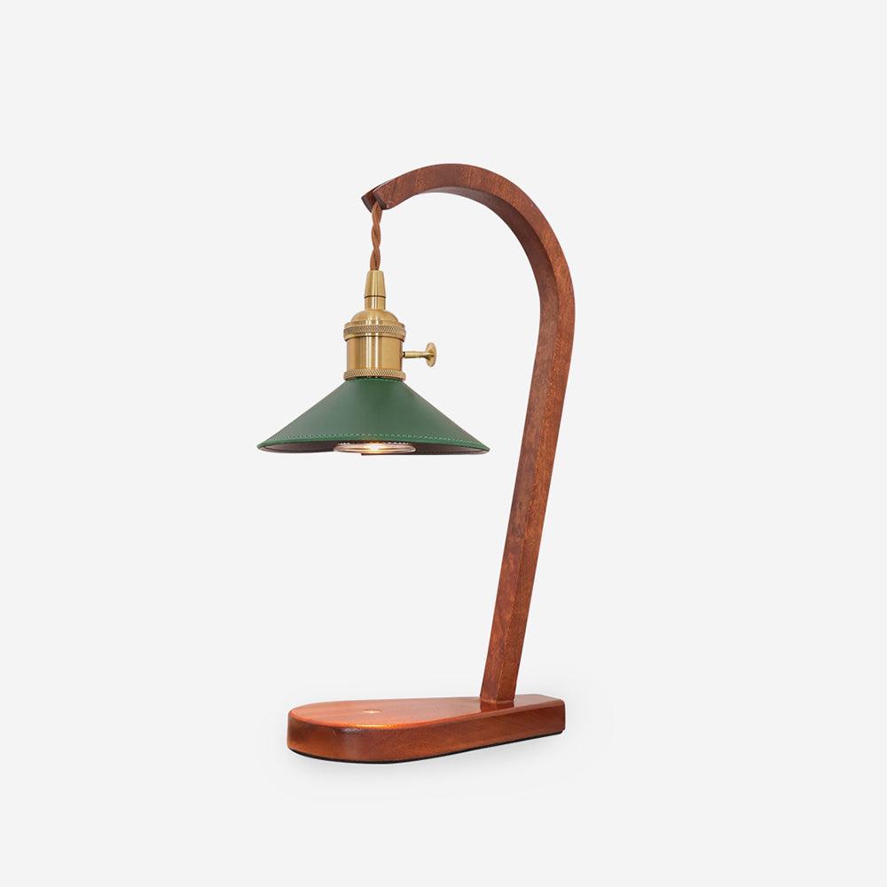 Diosa Table Lamp | Wood, Metal, Leather | Gold, Walnut, Green