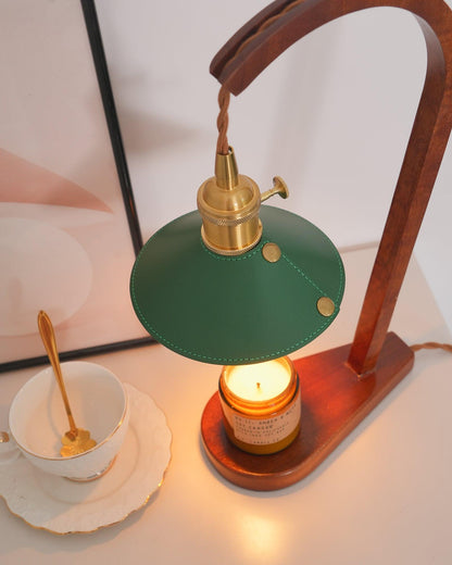 Diosa Table Lamp | Wood, Metal, Leather | Gold, Walnut, Green