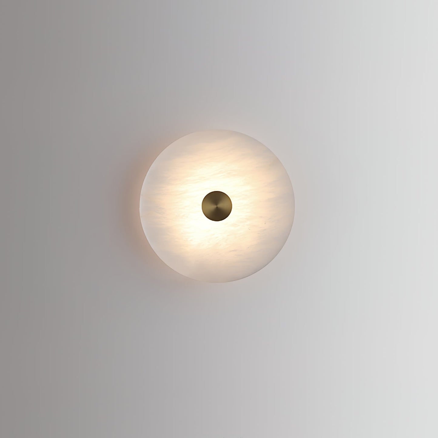 Disc Shaped Wall Light | Alabaster | Brass, White