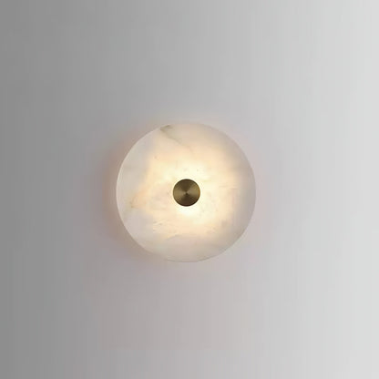 Disc Shaped Wall Light | Alabaster | Brass, White