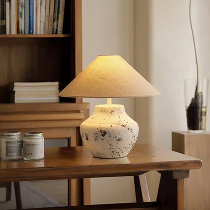 Distressed Table Lamp | Ceramic Base | White