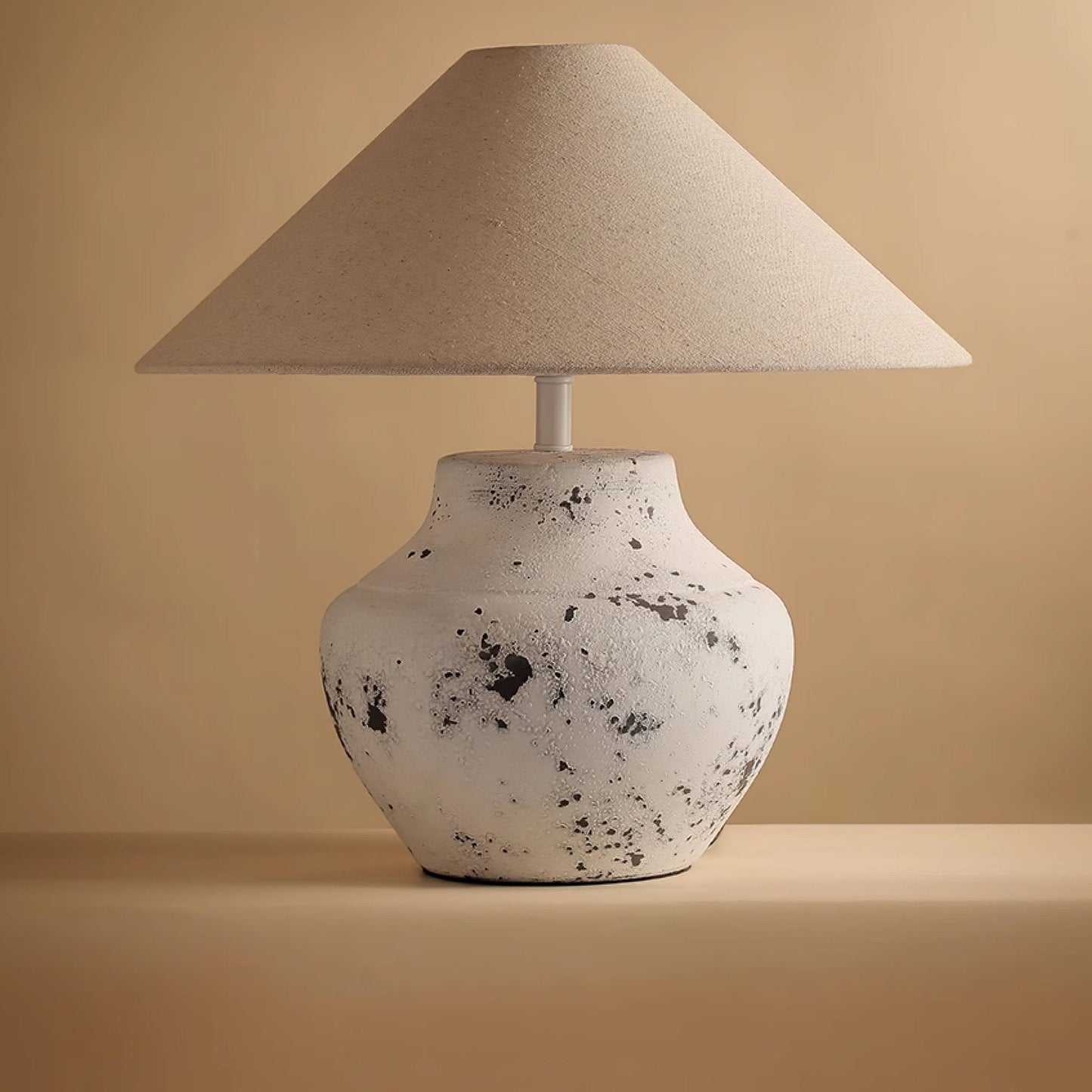 Distressed Table Lamp | Ceramic Base | White