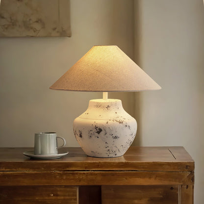 Distressed Table Lamp | Ceramic Base | White