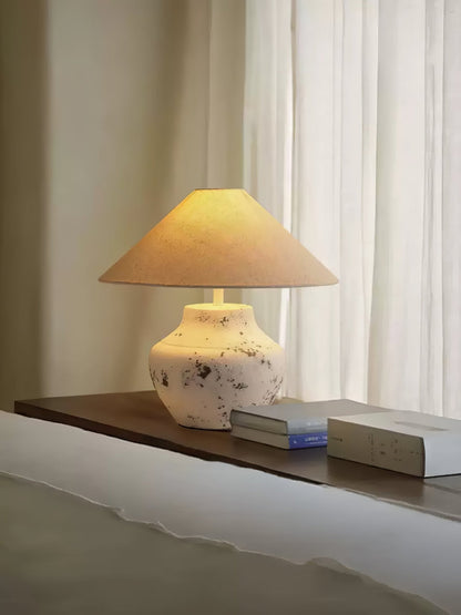 Distressed Table Lamp | Ceramic Base | White