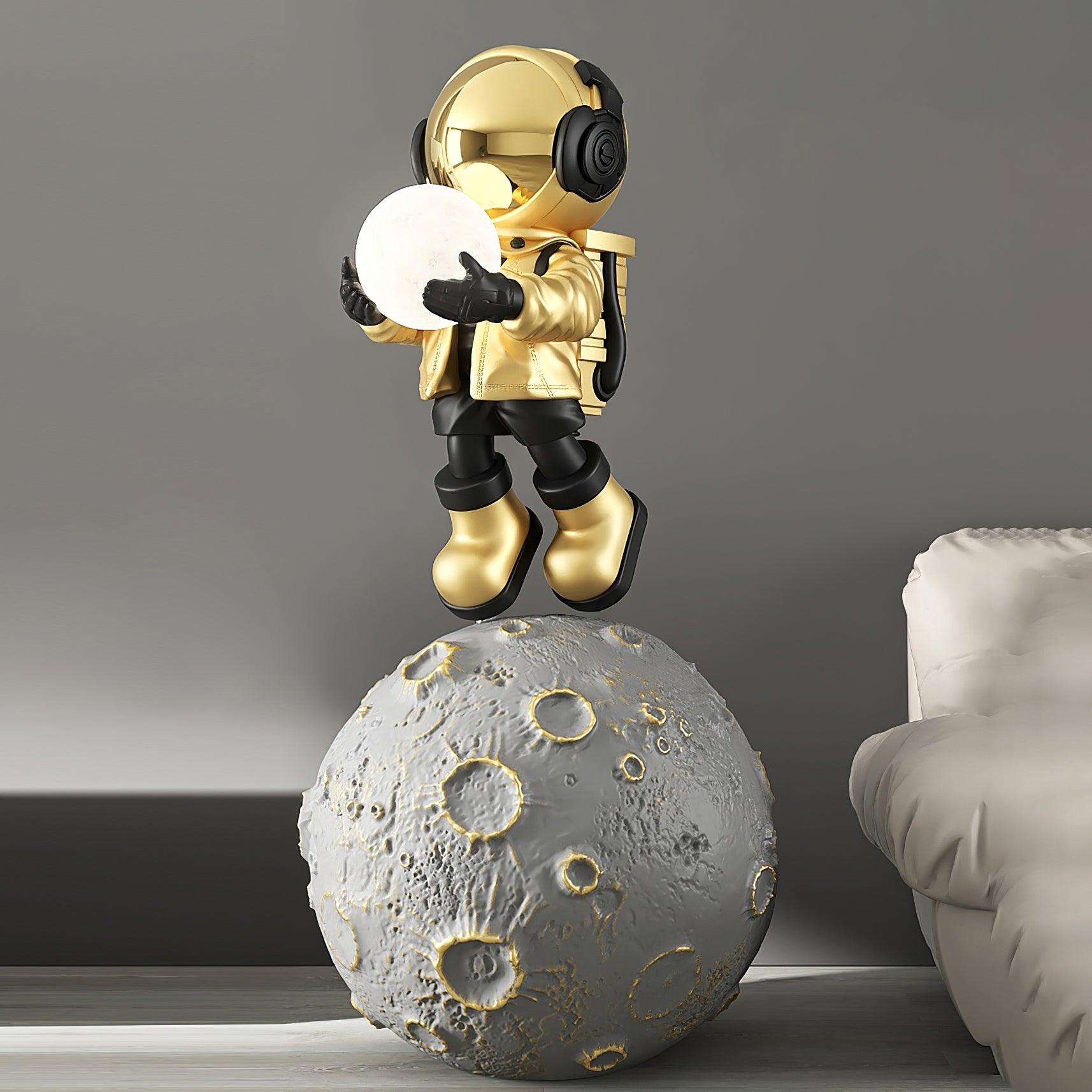 Diver Astronaut Floor Lamp | Resin | Chrome, Gold, Blue