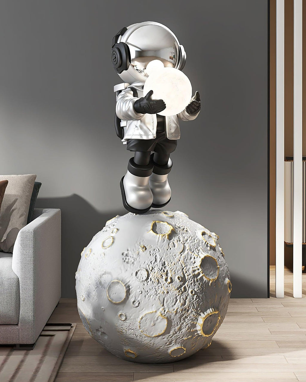 Diver Astronaut Floor Lamp | Resin | Chrome, Gold, Blue
