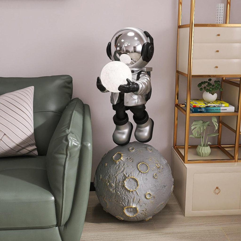 Diver Astronaut Floor Lamp | Resin | Chrome, Gold, Blue