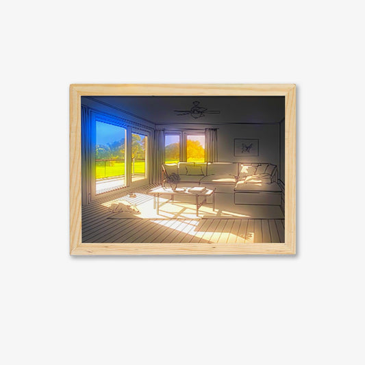 Dog Sunbathing Mural Art Lamp | Wood & Acrylic | Warm, Neutral, Cool Light