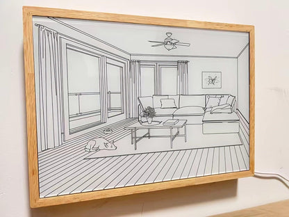 Dog Sunbathing Mural Art Lamp | Wood & Acrylic | Warm, Neutral, Cool Light