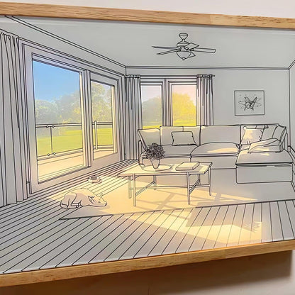 Dog Sunbathing Mural Art Lamp | Wood & Acrylic | Warm, Neutral, Cool Light