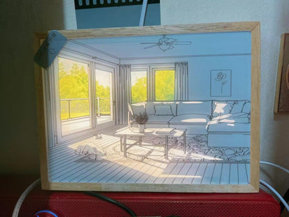 Dog Sunbathing Mural Art Lamp | Wood & Acrylic | Warm, Neutral, Cool Light