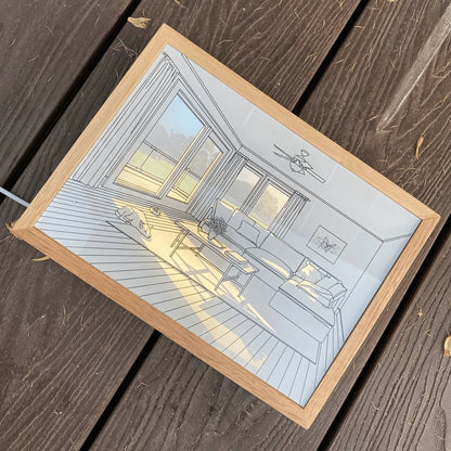 Dog Sunbathing Mural Art Lamp | Wood & Acrylic | Warm, Neutral, Cool Light