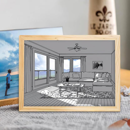Dog Sunbathing Mural Art Lamp | Wood & Acrylic | Warm, Neutral, Cool Light