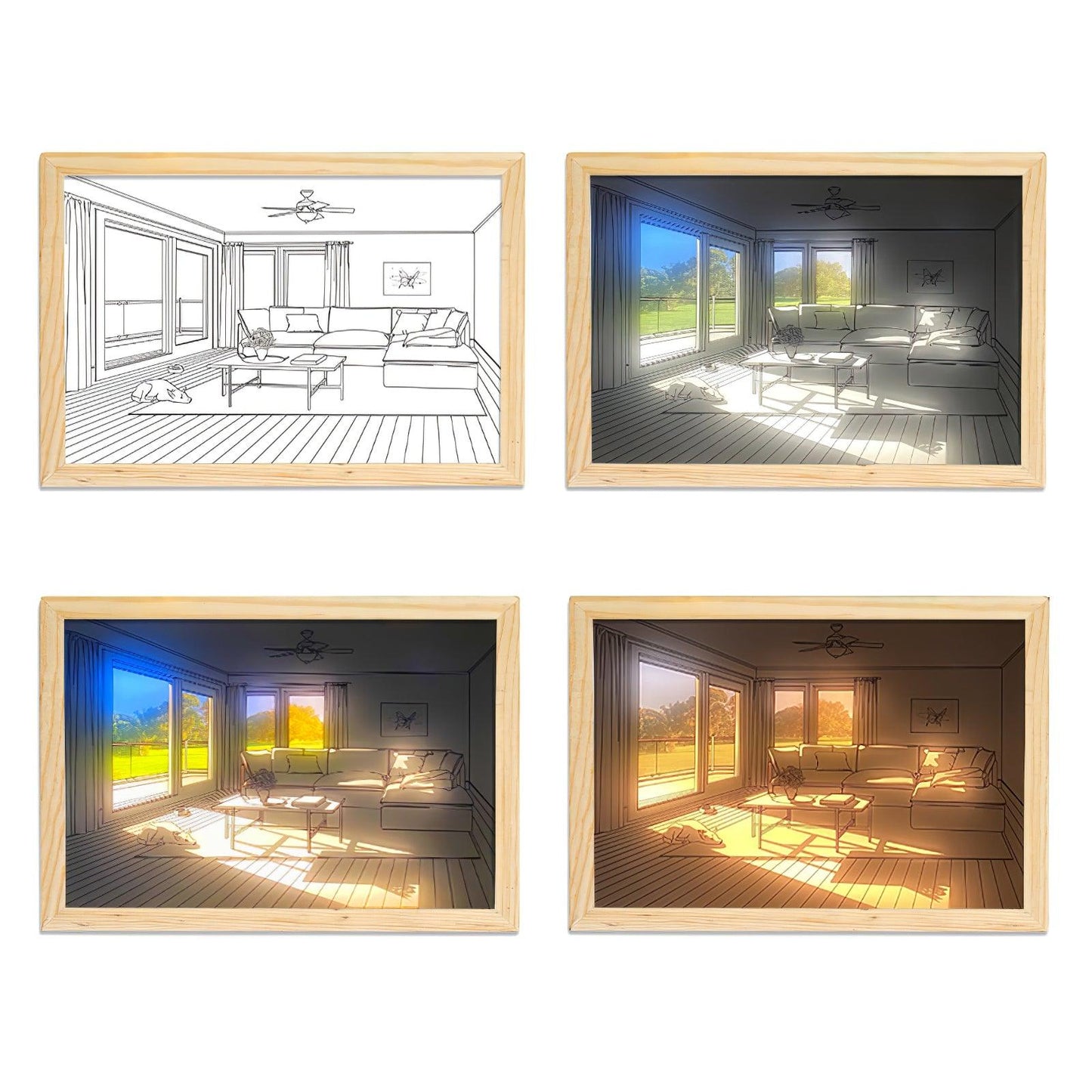 Dog Sunbathing Mural Art Lamp | Wood & Acrylic | Warm, Neutral, Cool Light