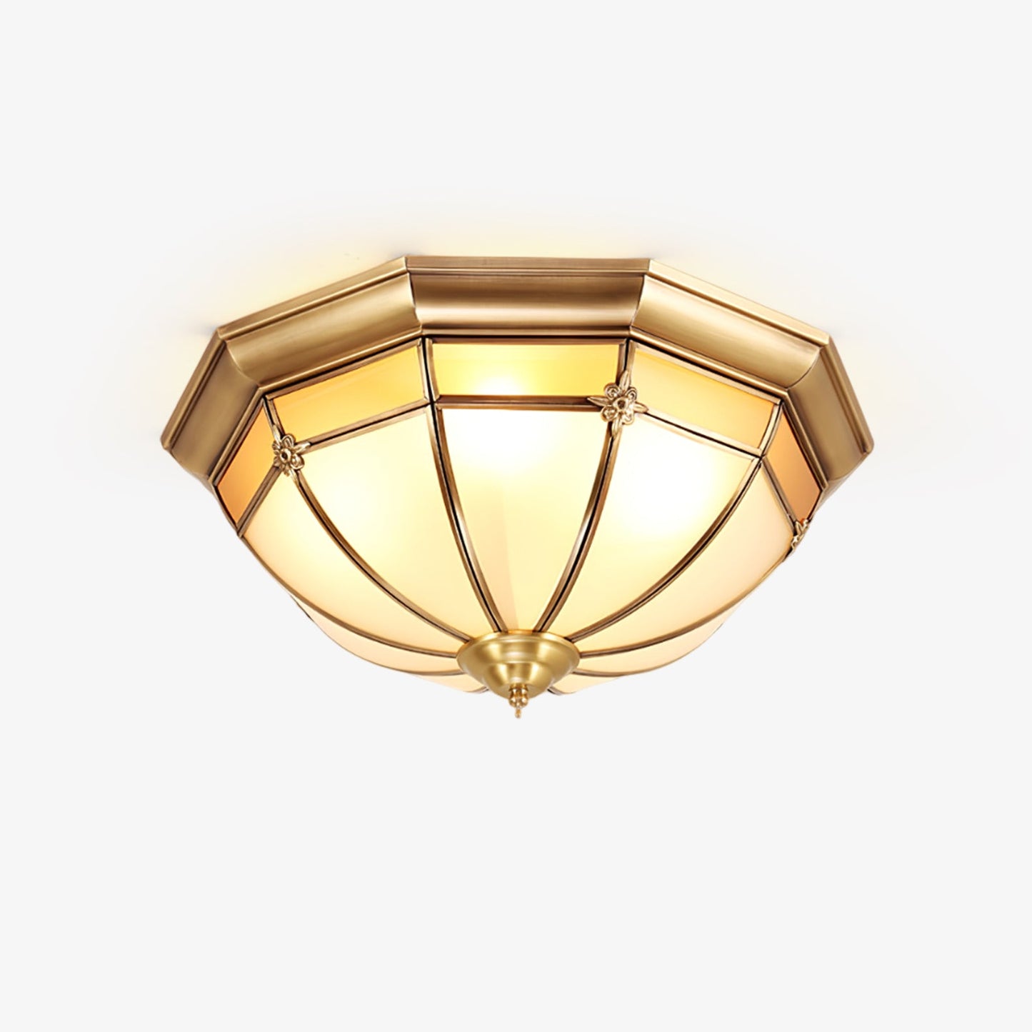 Dome Ceiling Lamp | Brass & Glass | White