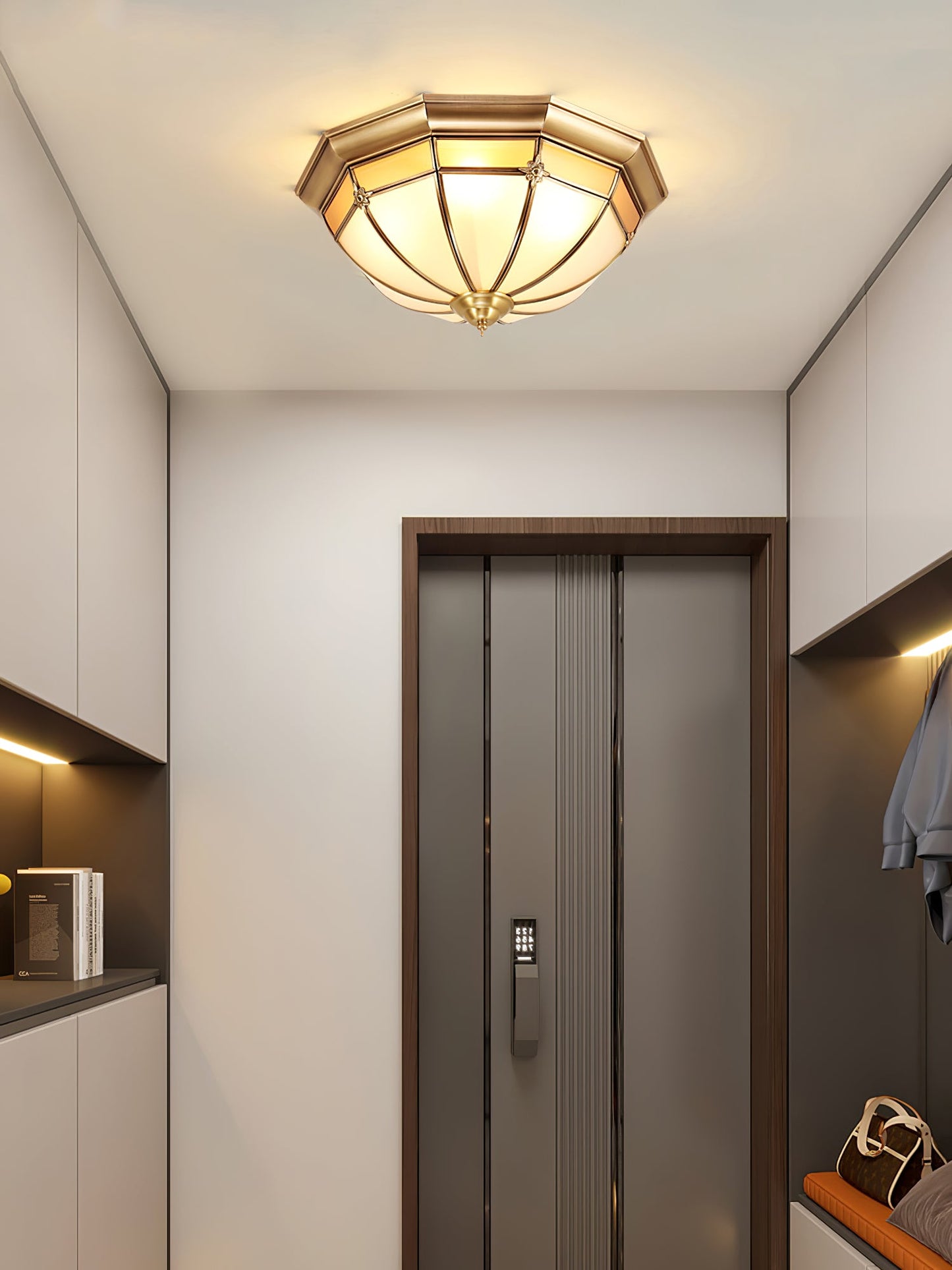 Dome Ceiling Lamp | Brass & Glass | White