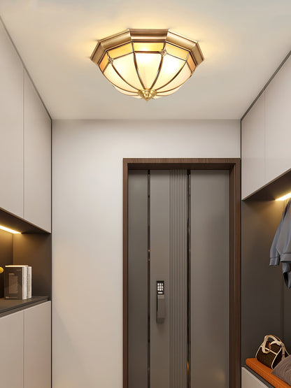 Dome Ceiling Lamp | Brass & Glass | White