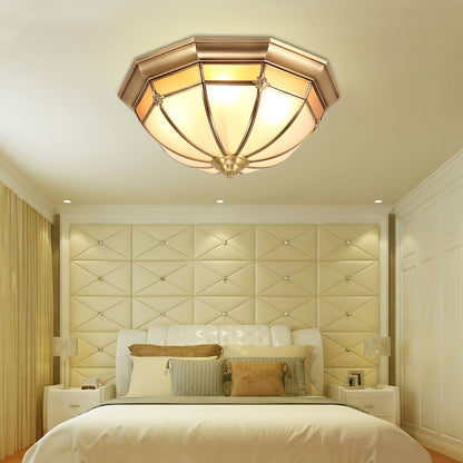 Dome Ceiling Lamp | Brass & Glass | White