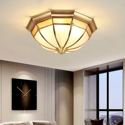 Dome Ceiling Lamp | Brass & Glass | White