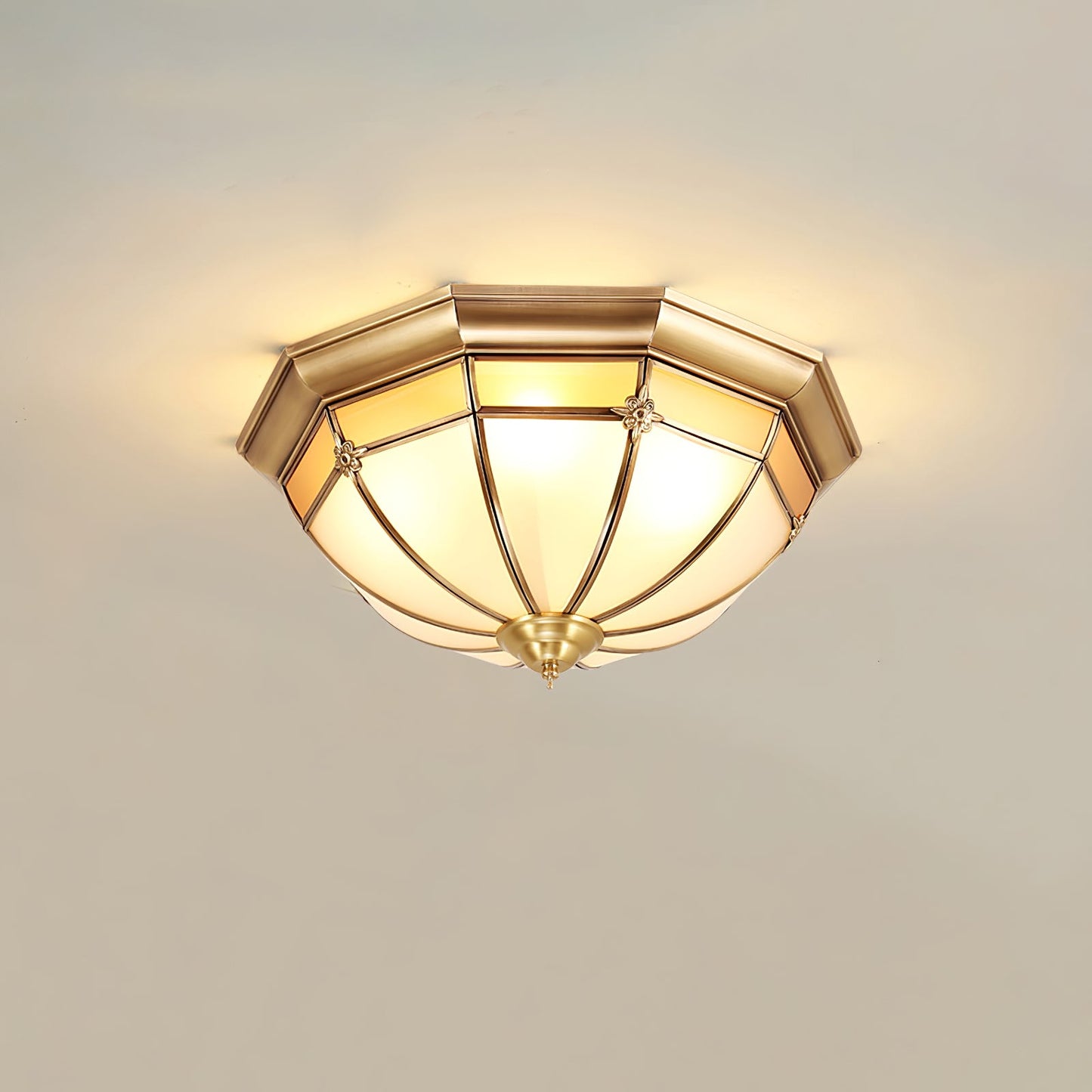 Dome Ceiling Lamp | Brass & Glass | White