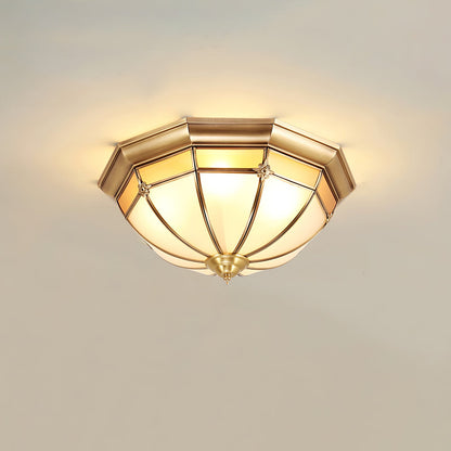Dome Ceiling Lamp | Brass & Glass | White