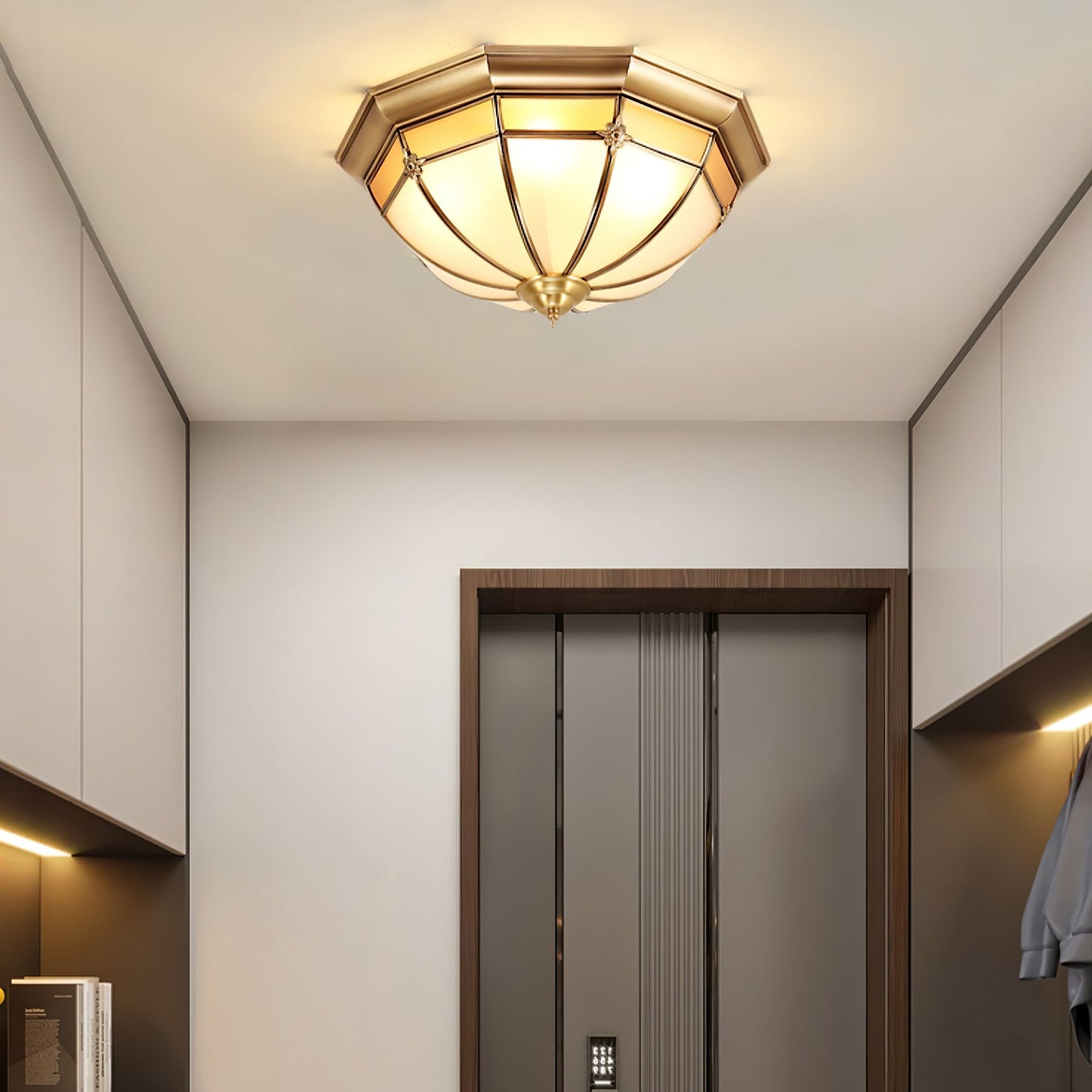 Dome Ceiling Lamp | Brass & Glass | White