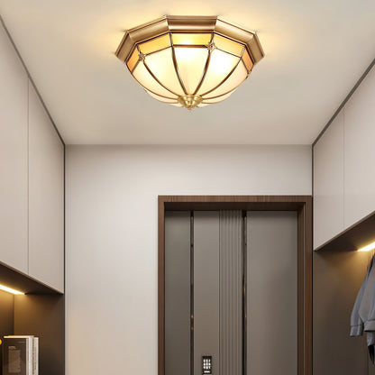 Dome Ceiling Lamp | Brass & Glass | White