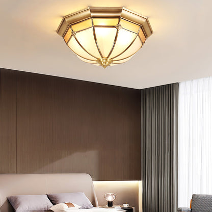 Dome Ceiling Lamp | Brass & Glass | White