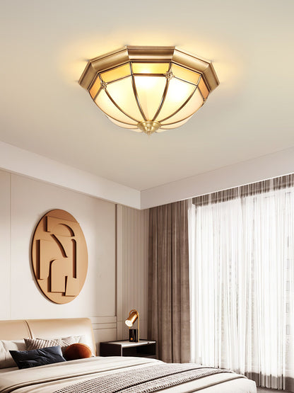 Dome Ceiling Lamp | Brass & Glass | White