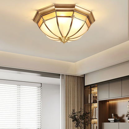 Dome Ceiling Lamp | Brass & Glass | White