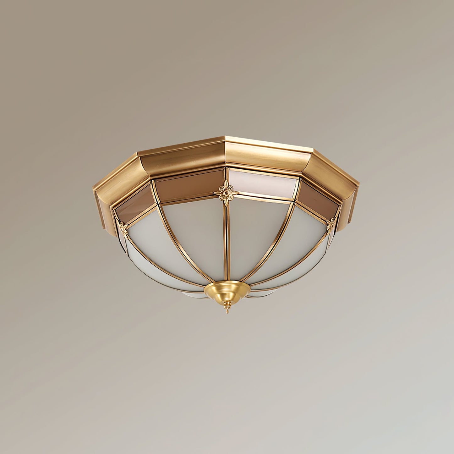 Dome Ceiling Lamp | Brass & Glass | White