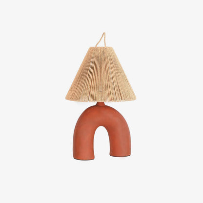Arched Table Lamp | Braided Rope & Ceramics | White, Terra Cotta, Skin