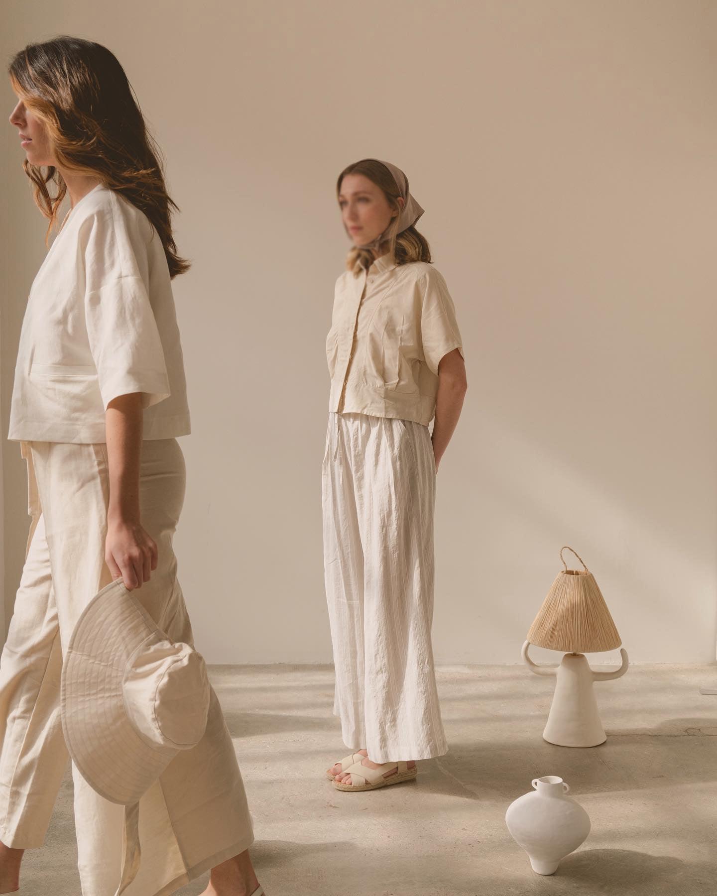 Horns Ceramic Table Lamp | Braided Rope Shade | White/Terra Cotta/Skin