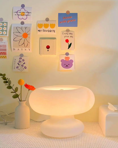 Donut Table Lamp | Frosted Glass & Metal | White