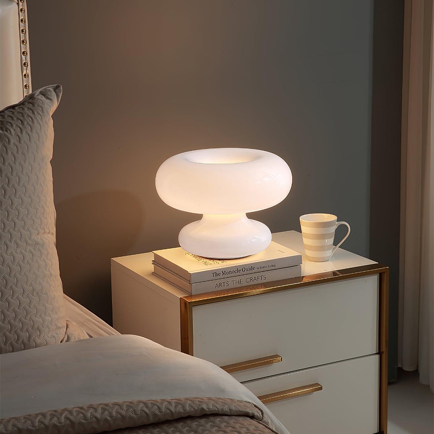 Donut Table Lamp | Frosted Glass & Metal | White